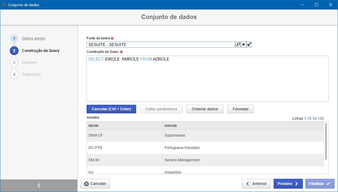 Conjunto de dados - Construção da query