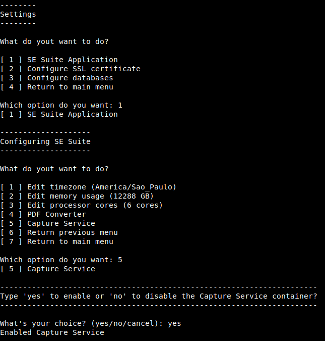 SoftExpert Capture configuration screen