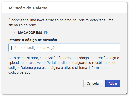 Tela de alerta de sistema indisponível