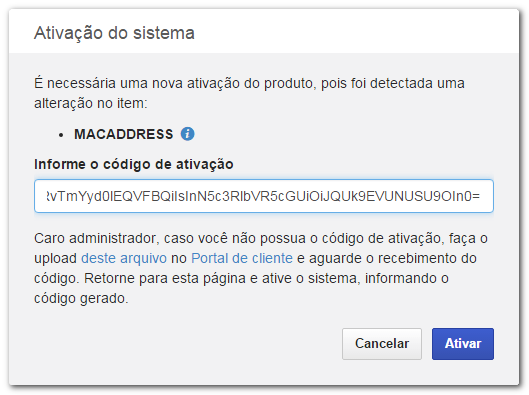 Tela de alerta de sistema indisponível